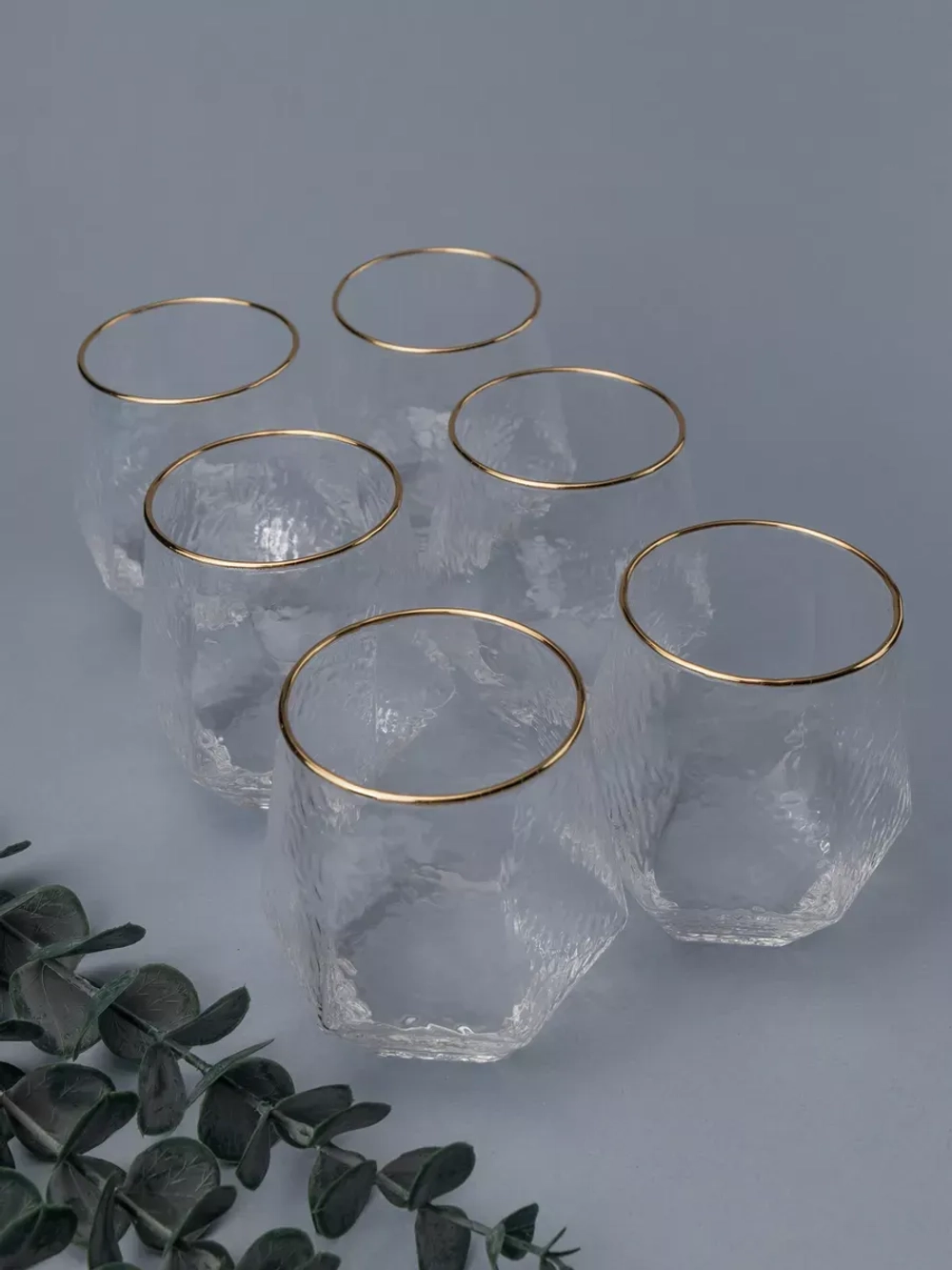 Набор шестигранных бокалов с рифленым стеклом 6 шт 300 мл.