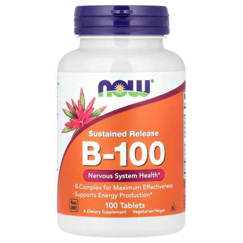NOW Foods, В-100, длительного высвобождения, 100 таблеток