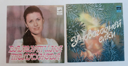 Винтажная виниловая пластинка LP Валентина Толкунова 7 дюймов 2шт (Давнее, Река Любви, Бабья Осень, Диалог у Новогодней Елки, Снегопад, Запоздалая песня) (СССР 1980)