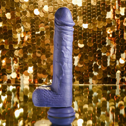 Фиолетовый вибратор на присоске с поступательными движениями Pleasure Rider - 22,2 см.