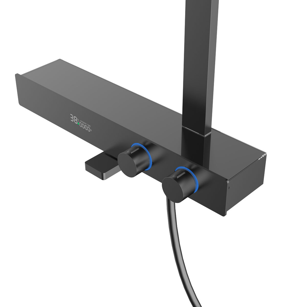 Душевая стойка Vincea Inspire VSFS-3I13TGM термостатическая с изливом, вороненая сталь