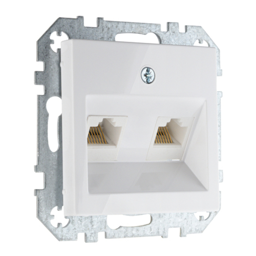 Розетка компьютерная RJ45 двойная LIREGUS EPSILON IKL-002-01.E/B белая