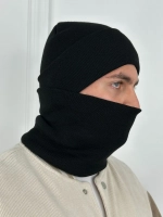 Зимний комплект вязаная шапка бини и тёплый снуд-бафф
