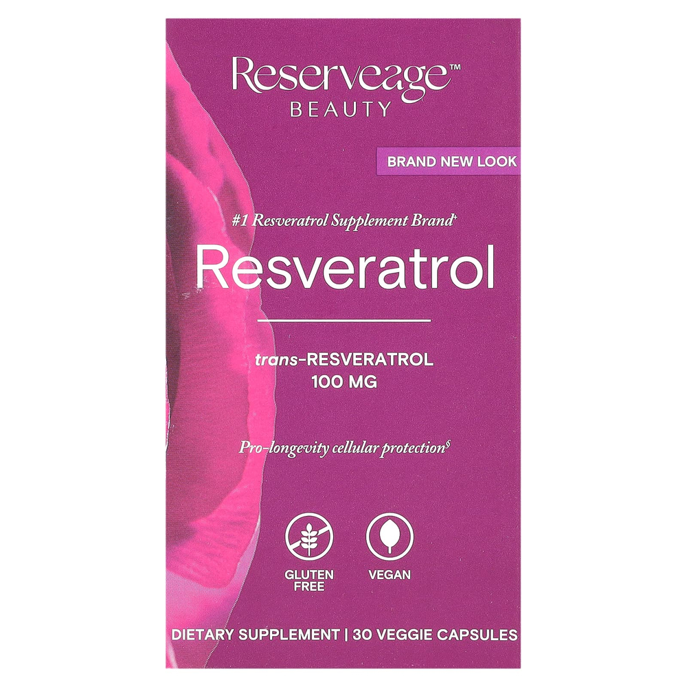 Reserveage Beauty, Ресвератрол, 30 растительных капсул