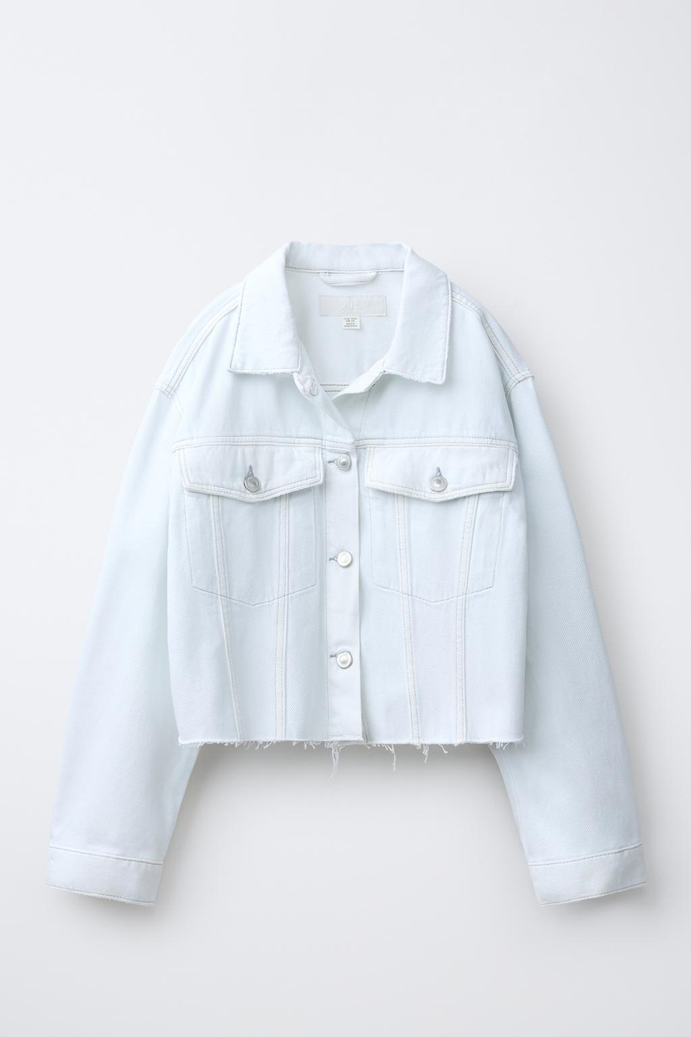 ZARA УКОРОЧЕННАЯ ДЖИНСОВАЯ КУРТКА, СИНЕВАТЫЙ