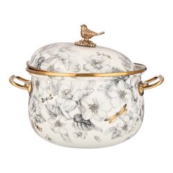 КАСТРЮЛЯ ЭМАЛИРОВАННАЯ AGNESS С КРЫШКОЙ, СЕРИЯ ЯБЛОНЕВЫЙ САД 3,8Л, ДИА.20СМ ПОДХОДИТ ДЛЯ ИНДУК.ПЛ