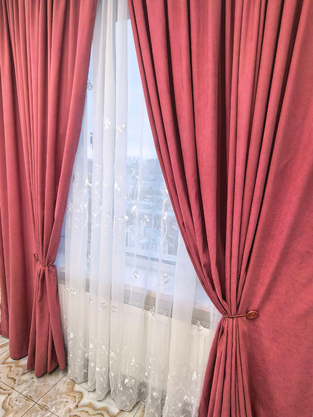 Комплект штор BlessLight Портьеры Канвас 280х100 1 шт. Брусничный