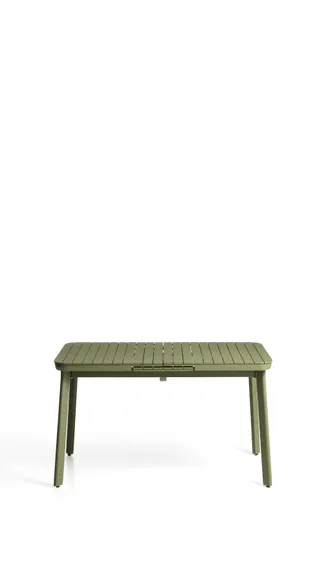 Раздвижной уличный стол Izola из алюминия с зеленой отделкой, 185 (235) x 100 см