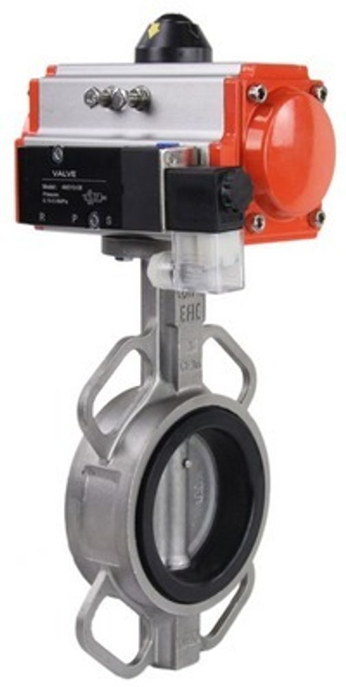 Water Butterfly Valve Elephant 316l-nbr-sa-4m310-110/220, body material - stainless steel AISI 316L, disk material - stainless steel AISI 316L, seal - NBR, pneumatic actuator operated