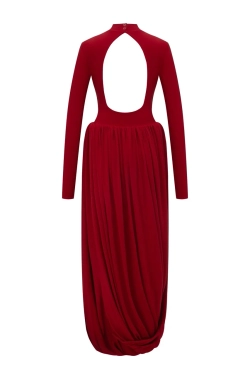 Платье с открытой спиной с буфами