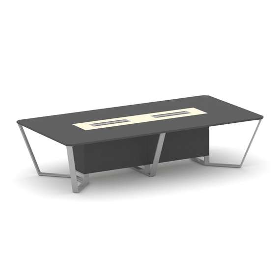 Steel Meet Стол переговорный прямоугольный KMK-PR.B.SP-12 Антрацит/Ваниль Глянец/Металл Серый 3200*1