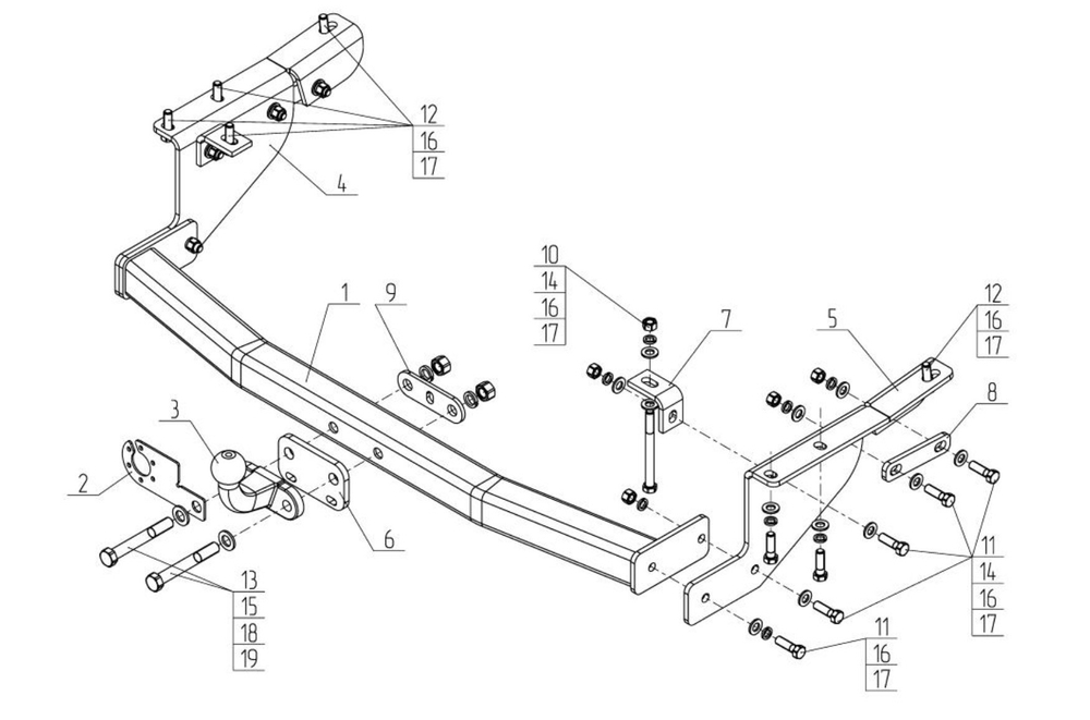 Фаркоп для Nissan Patrol 2010-2025 Тип шара: F. Нагрузки: 1500/75 кг, NS 31