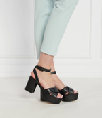 Кожаные босоножки на каблуке Guess - черный(FLJSNN LEA03)