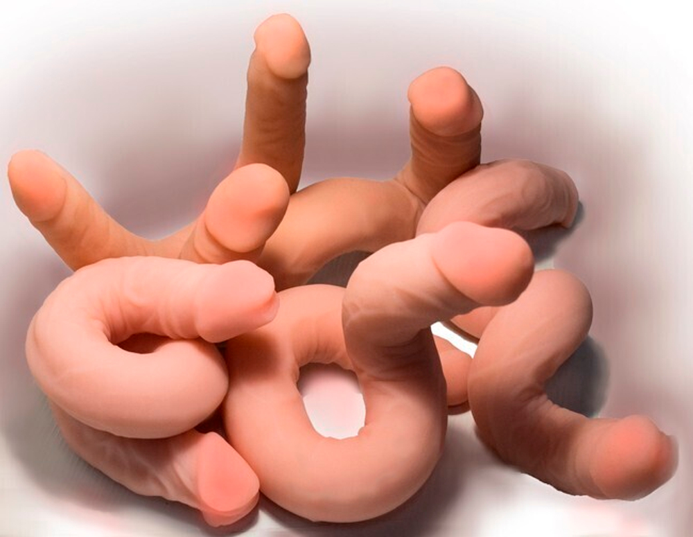 Сдвоенный фаллоимитатор "FLEX&amp, FIX" (Цвет: телесный)