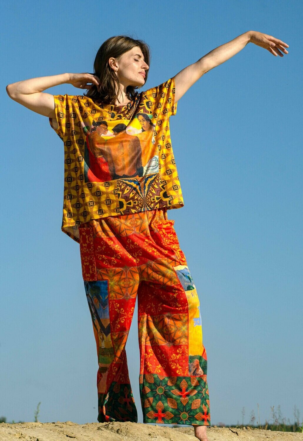 Комплект (футболка и брюки), по моитвам живописи Поля Гогена