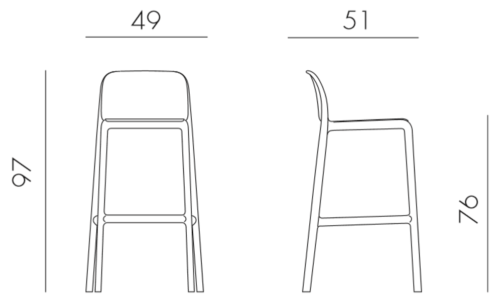 Стул пластиковый барный Nardi Faro, голубой