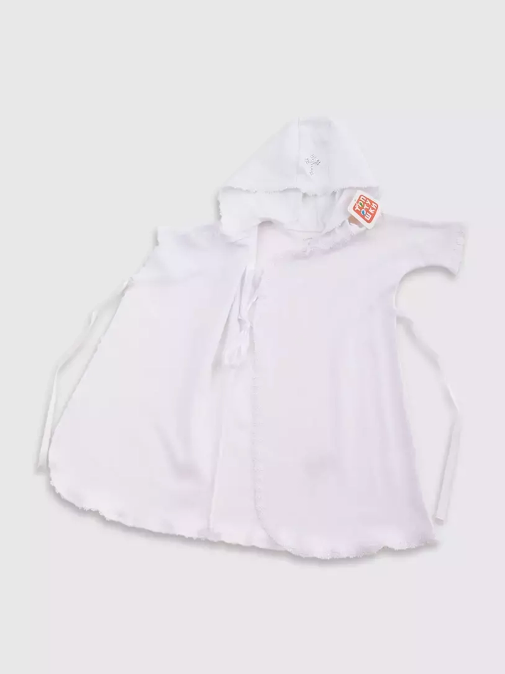 Крестильная рубашка с запахом с капюшоном (белый)  (Размер: 68)