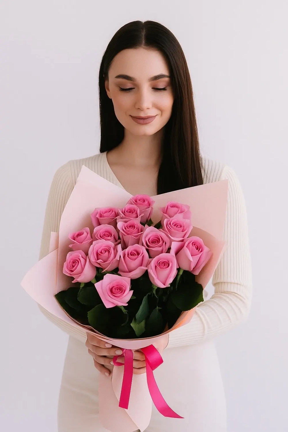 Букет из розовых роз "Revival"