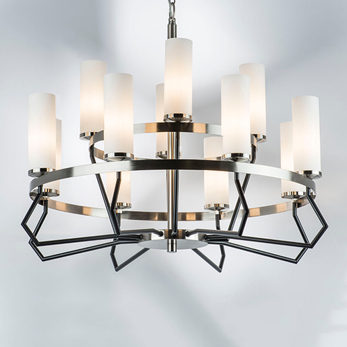 723125 Люстра FLUME 12х40W E14 ЧЕРНЫЙ МАТОВЫЙ/НИКЕЛЬ