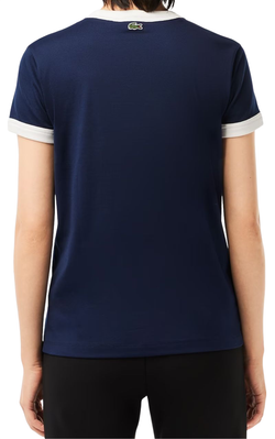 Женская теннисная футболка Lacoste Slim Fit Cotton Tennis T-Shirt - navy blue/white