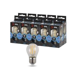 Лампочка светодиодная ЭРА F-LED P45-7W-840-E27 E27 / Е27 7Вт филамент шар нейтральный белый свет | Филаментные декоративные