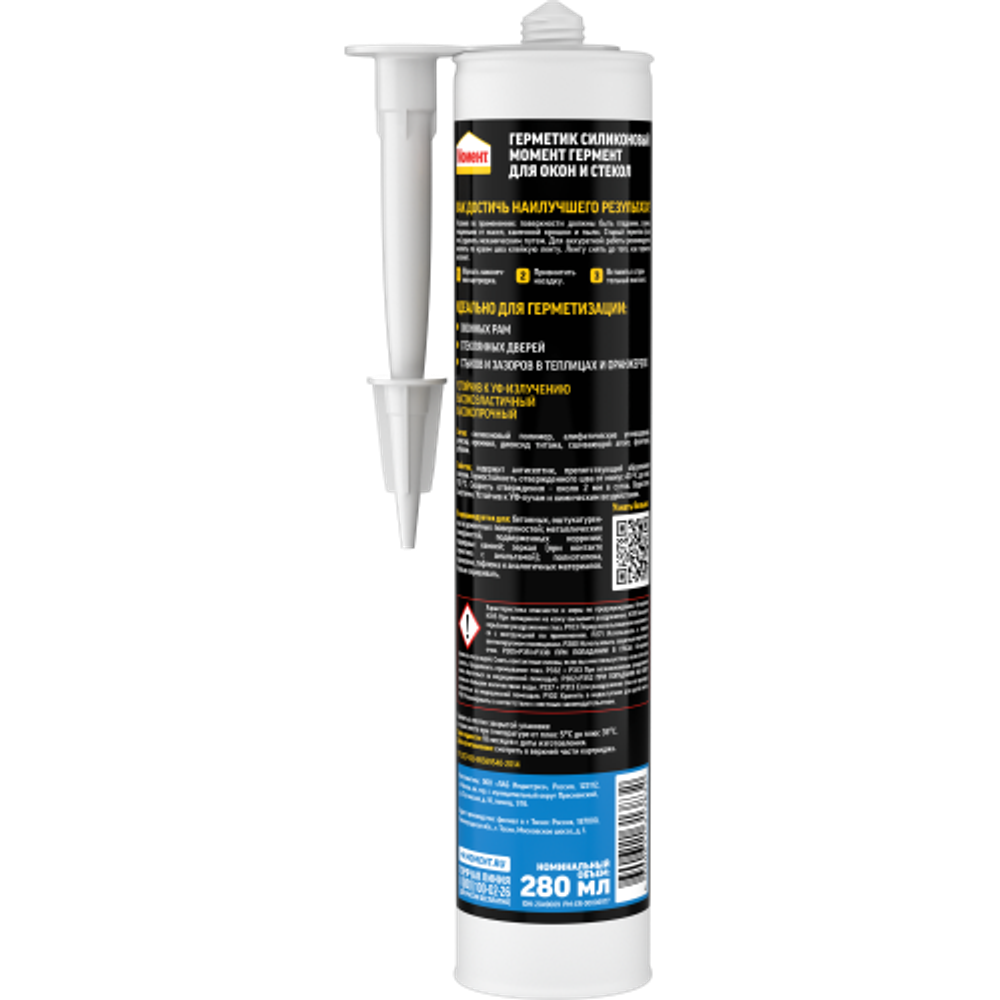 Герметик Момент 2049009 Гермент силиконовый для окон и стекол белый 280 мл | Момент