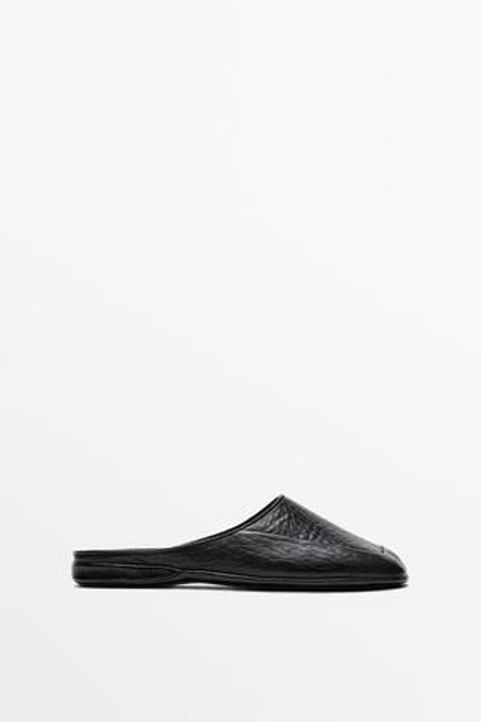 Massimo Dutti Мюли из мягкой кожи - STUDIO, черный