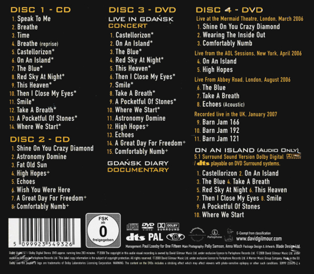 David Gilmour / Live In Gdansk (2CD+2DVD)