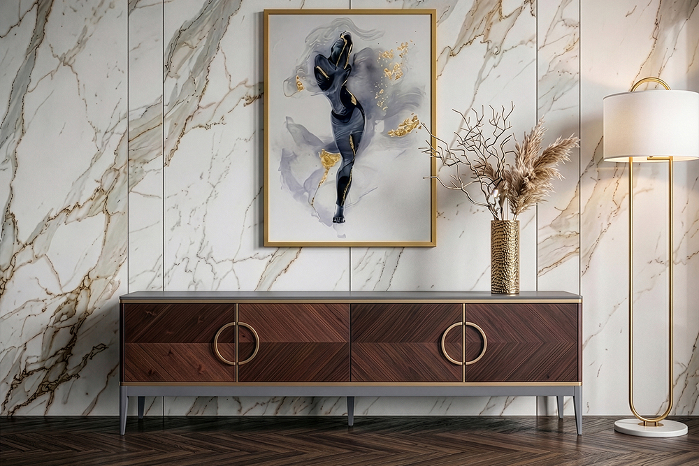 Тумба под ТВ Garda Decor 4-х дверная шпон 200*58*40 см