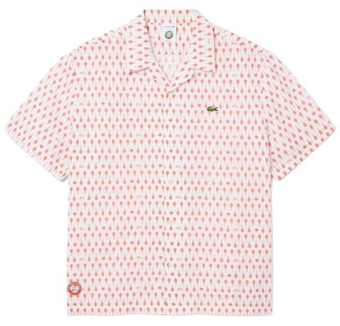 Мужское теннисное поло Lacoste Roland-Garros Edition Print - flour/briquette
