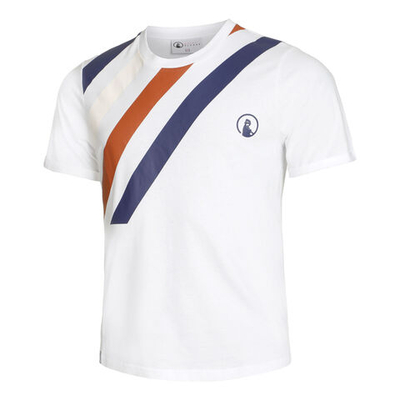 Мужское теннисное поло Quiet Please Retro Stripe T-Shirt Men - White, Multicoloured