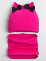 Осенняя шапка для девочки с ушками и снуд