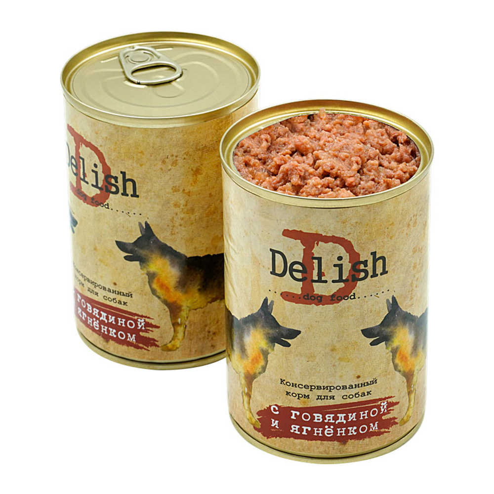 Консервы DELISH для собак с говядиной и ягненком - 970 гр