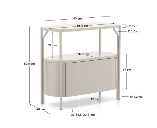 Тумба для ванной Arely из белой стали и белого лака