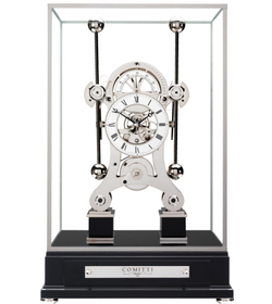 Часы-скелетон настольные Comitti S236S The Rhodium Plated Grasshopper Англия