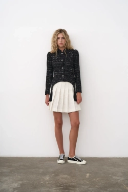 Мини-юбка в складку белая