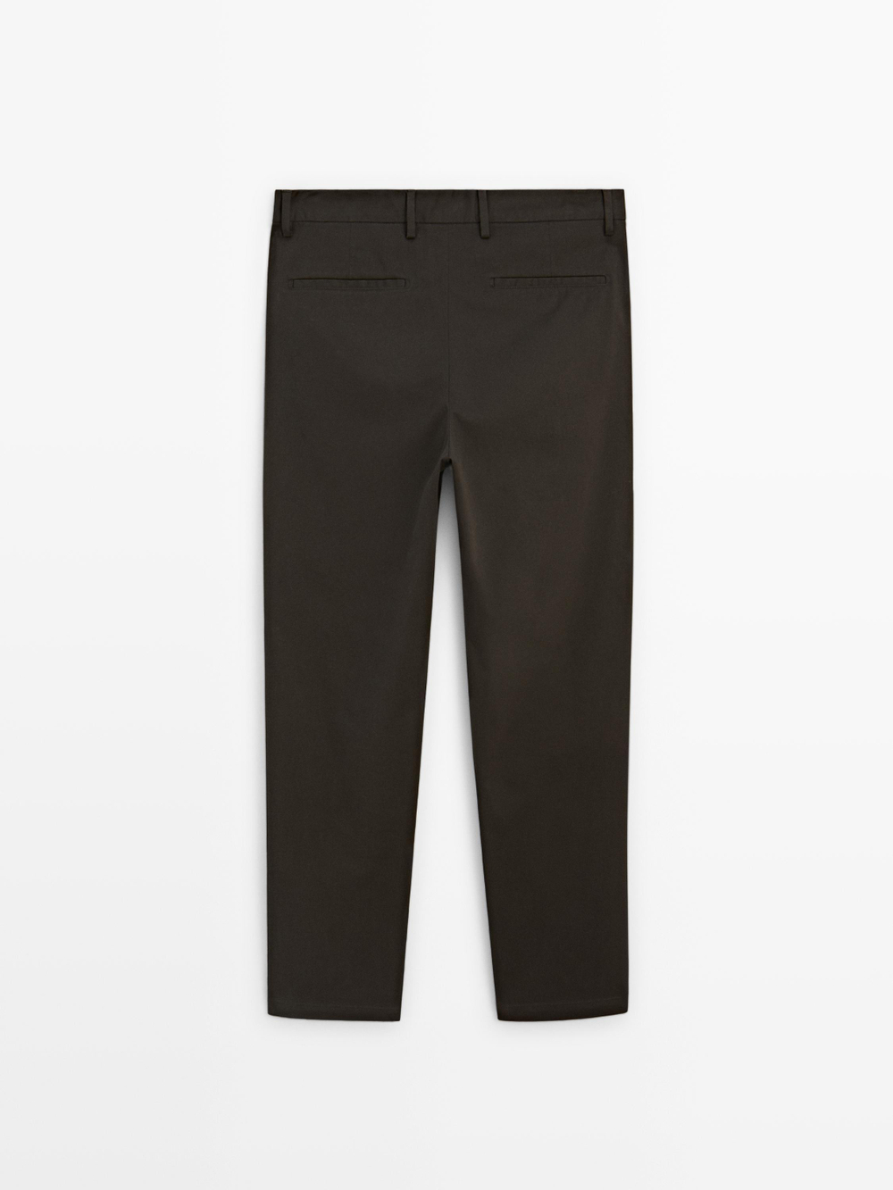 Massimo Dutti Зауженные брюки из хлопка, коричневый