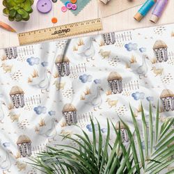 Ткань бязь мама гусыня