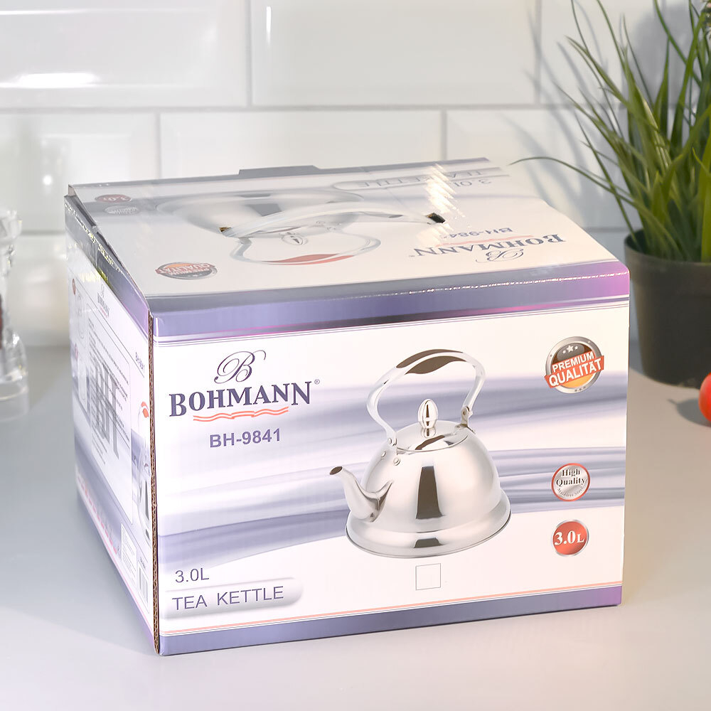 Чайник 3л нерж, подвижная ручка, индукция