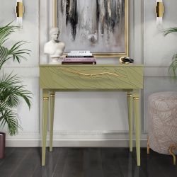 Консоль Арт Колор leaves Классик Голд Зеленая олива