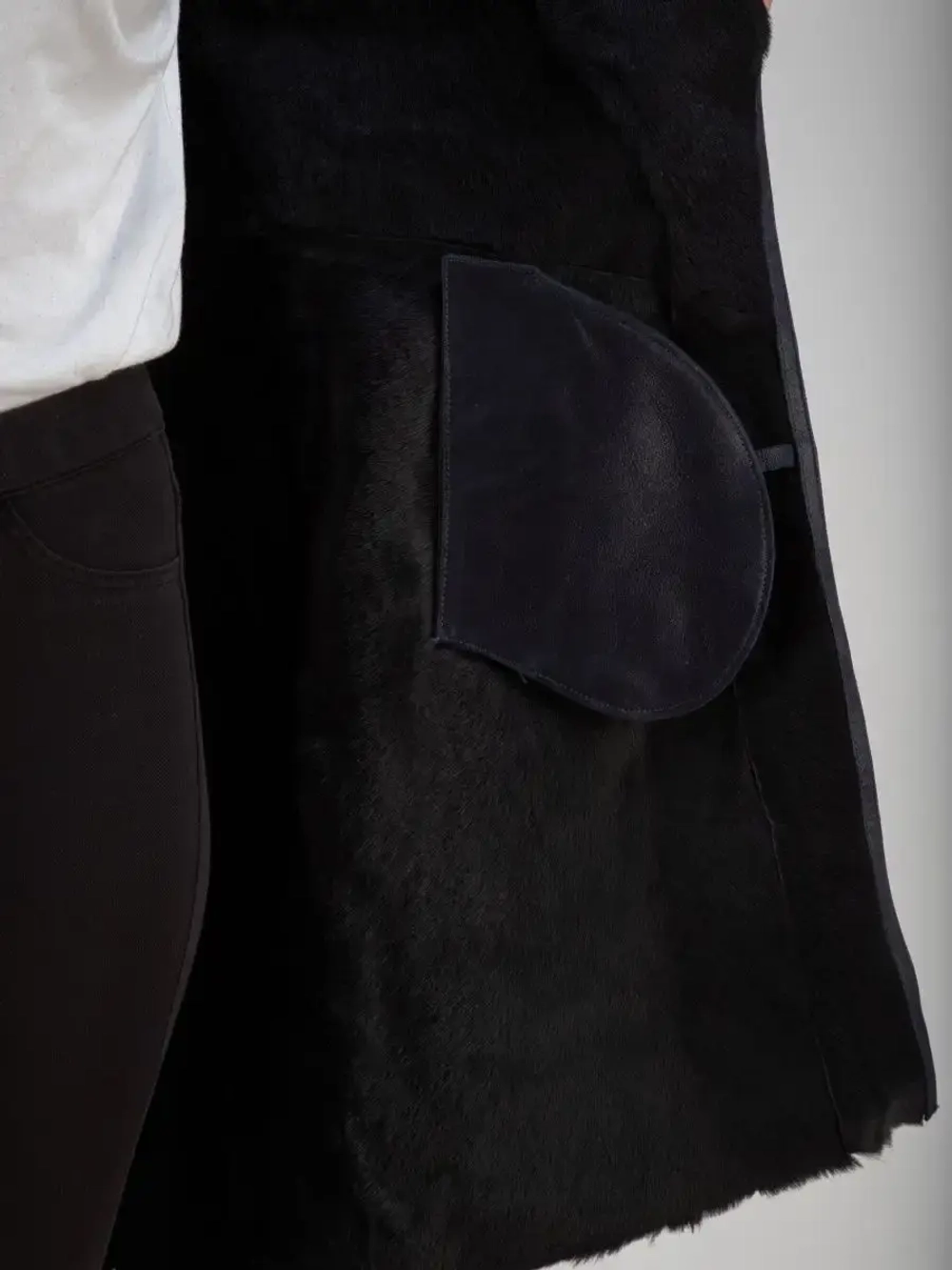 Дубленка женская натуральная длинная с капюшоном Турция