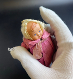 Ёлочная игрушка "Девочка в шубке","На прогулку", папье-маше, вата, бумага, мастичная голова, Парижская коммуна, 11 см, подвесная, винтаж СССР 1950-1970 гг