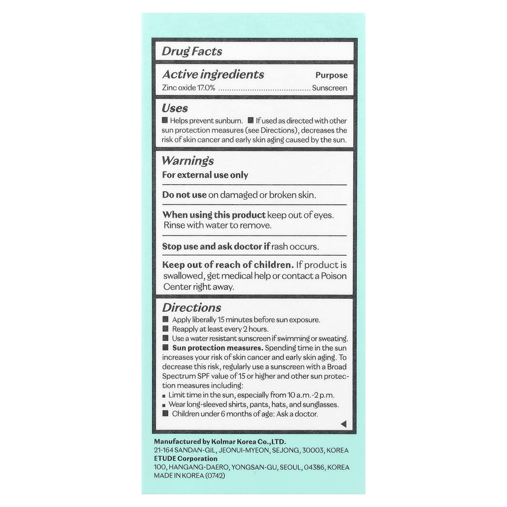 ETUDE, Sunprise, молочко для загара с легким воздушным финишем, SPF 50+, 55 мл (1,85 жидк. унц.)