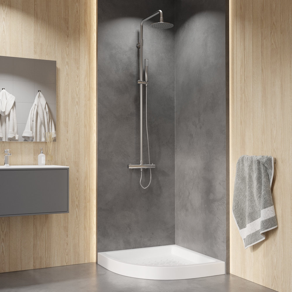 Душевой поддон керамический, полукруглый, белый RGW CR/R (800x800)