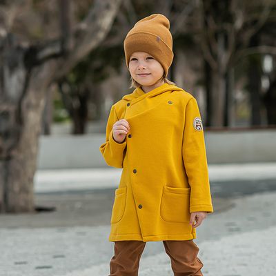 Coat with snap buttons - Mustard