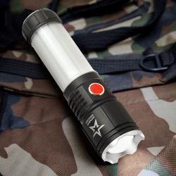 Светодиодный фонарь АРМИЯ РОССИИ MA-703 Тайфун ручной, аккумуляторный,10Вт, 6 режимов, Li аккумулятор, магнит, крючок