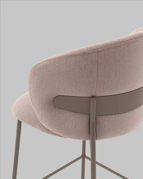 Полубарный стул Blaze 60 см, бежевый велюр, бежево-серые ножки