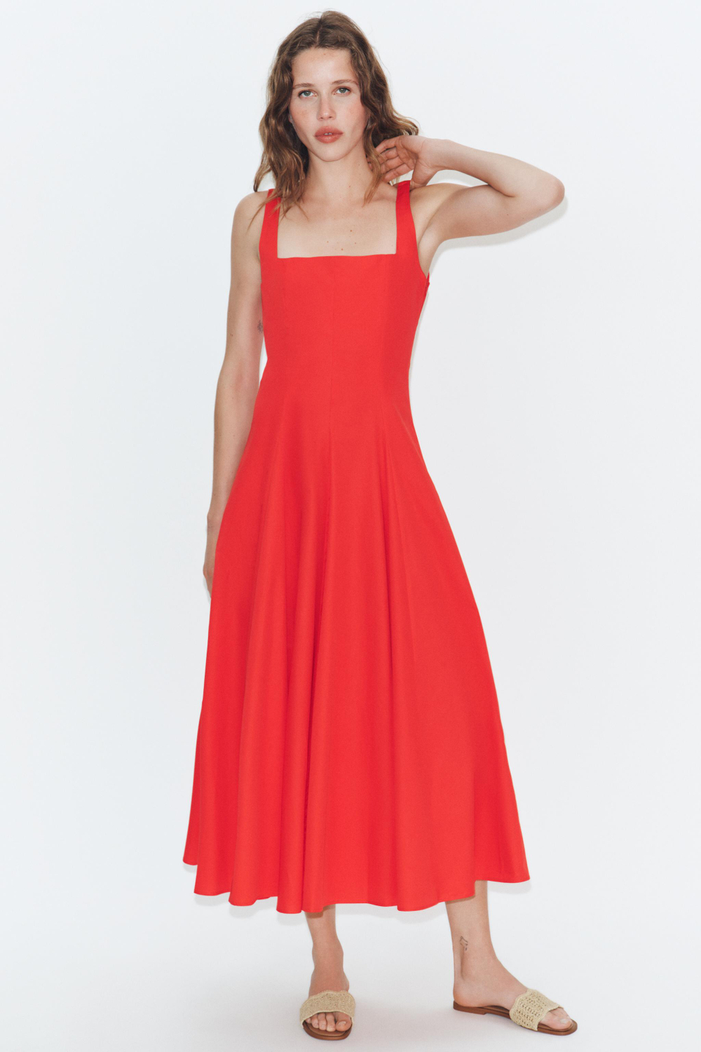 ZARA ШЛЕПАНЦЫ С ПЕРФОРАЦИЕЙ, ЗОЛОТИСТЫЙ