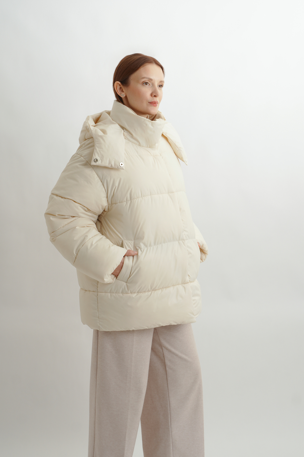 Объемная зимняя куртка Unisex, молочный