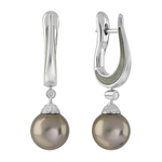 Серьги с Чёрным Морским Жемчугом и Бриллиантами, Эмаль, E0143-4/4